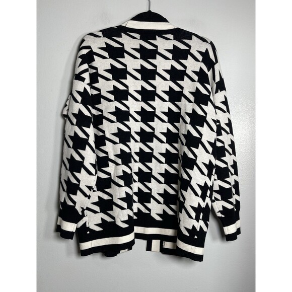 BALTIC BORN Leroy Houndstooth Knit Cardigan Medium Black White NEW Sweater Fall - Picture 5 of 9